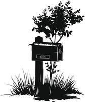 AI generated Silhouette mailbox black color only full vector