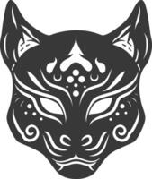 AI generated Silhouette Japanese Traditional Mask Kitsune Mask black color only vector