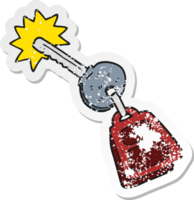 retro distressed sticker of a cartoon key png