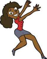 cartoon happy woman jumping png