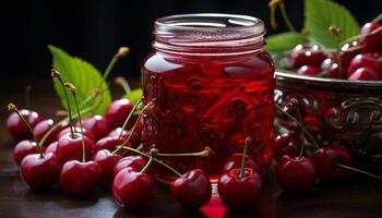 AI generated Freshness of nature bounty on a wooden table, healthy eating generated by AI photo