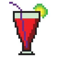 Cocktail in pixel art style vector
