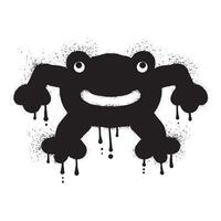 Frog jumping with black spray paint art vector