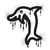 Dolphin jumping with black spray paint art vector