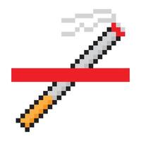No smoking sign in pixel art style vector