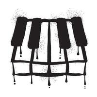 Piano graffiti with black spray paint art vector