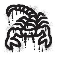 Scorpion graffiti with black spray paint vector