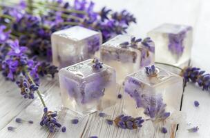 AI generated Artisanal lavender ice cubes photo