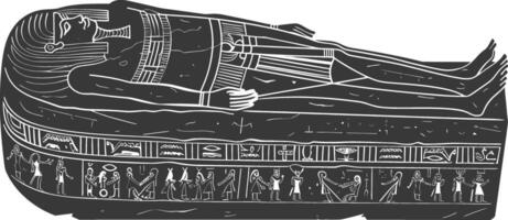 AI generated Silhouette ancient egypt sarcophagus black color only vector