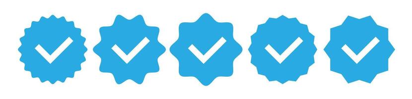 Verified badge vector blue color isolated on background