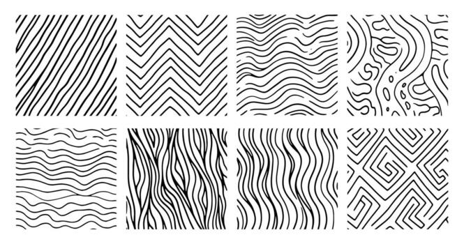Hand drawn line background set square shape vector