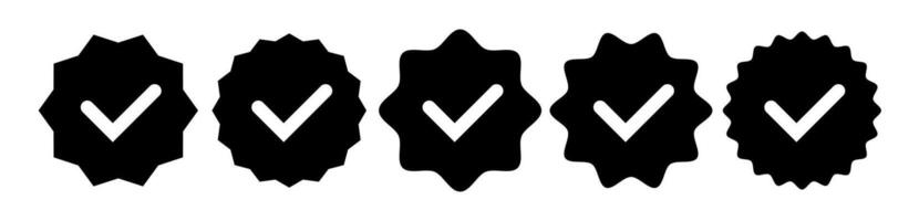 Verified badge vector black color isolated