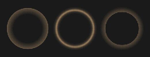 Halftone gold luxury style round frame set vector