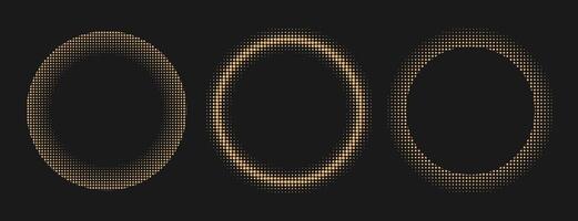 Halftone gold luxury style round frame set vector