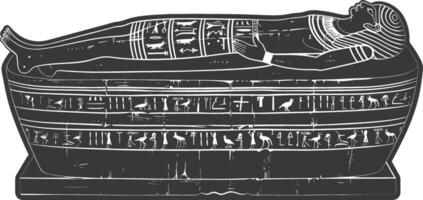 AI generated Silhouette ancient egypt sarcophagus black color only vector