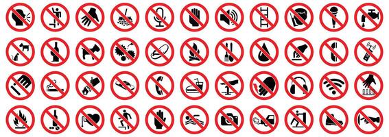 conjunto de prohibido firmar iconos estrictamente prohibido señales. vector. vector