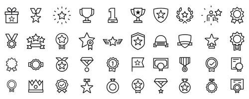 Awards line icons set. Trophy cup, Medal, badge, Winner prize icon. Vector. eps 10 vector