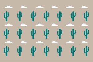 Vector clean pattern with cactus cloud flat modern shapes background