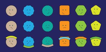 Modern and minimal shapes emojis emotion shape face expression set vector
