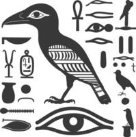 AI generated Silhouette collection of ancient egyptian hieroglyphs symbol logo black color only vector