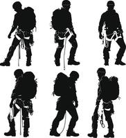 AI generated Silhouette climbing man black color only full body vector