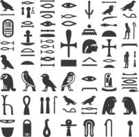 AI generated Silhouette collection of ancient egyptian hieroglyphs symbol logo black color only vector