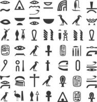 AI generated Silhouette collection of ancient egyptian hieroglyphs symbol logo black color only vector