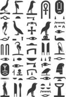 AI generated Silhouette collection of ancient egyptian hieroglyphs symbol logo black color only vector