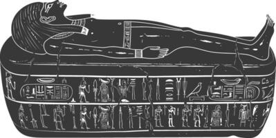 AI generated Silhouette ancient egypt sarcophagus black color only vector