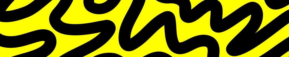 Abstract Black Wavy Lines on Bright Yellow Background vector