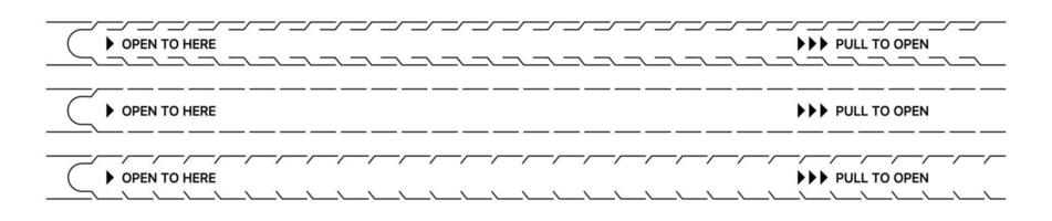 Perforated OPEN TO HERE Pull Tabs vector