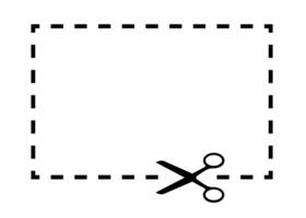 Cut Here Symbol with Scissors rectangle shape vector