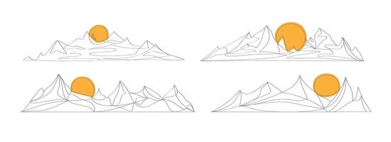 Minimalist Mountain Ranges with Sun set vector