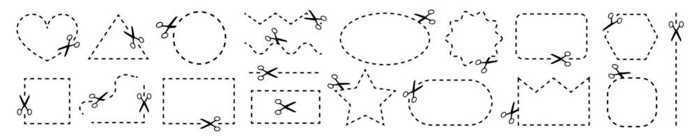 tijeras corte conjunto líneas varios formas vector