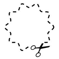 Cut Here Symbol with Scissors and Dashed Line Circle vector