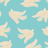 White birds on a light blue background create a seamless pattern for textiles. Vector. vector