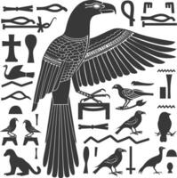 AI generated Silhouette collection of ancient egyptian hieroglyphs symbol logo black color only vector