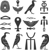 AI generated Silhouette collection of ancient egyptian hieroglyphs symbol logo black color only vector