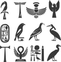 AI generated Silhouette collection of ancient egyptian hieroglyphs symbol logo black color only vector