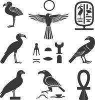 AI generated Silhouette collection of ancient egyptian hieroglyphs symbol logo black color only vector