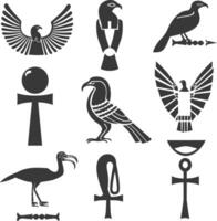 AI generated Silhouette collection of ancient egyptian hieroglyphs symbol logo black color only vector