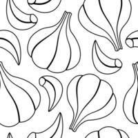 Seamless vector doodle pattern with garlic. Texture for textile, paper, wallpaper. Coloring book for children.