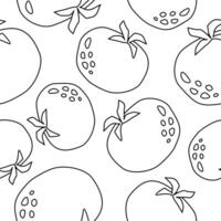 Pattern from doodle tomatoes. Template for paper, textile, gift wrapping, menu. Vector digital illustration isolated on white background.