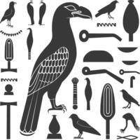 AI generated Silhouette collection of ancient egyptian hieroglyphs symbol logo black color only vector