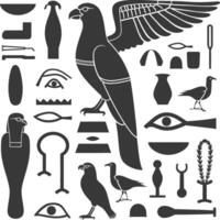 AI generated Silhouette collection of ancient egyptian hieroglyphs symbol logo black color only vector