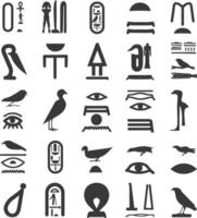 AI generated Silhouette collection of ancient egyptian hieroglyphs symbol logo black color only vector