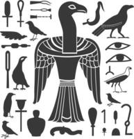 AI generated Silhouette collection of ancient egyptian hieroglyphs symbol logo black color only vector