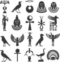 AI generated Silhouette collection of ancient egyptian hieroglyphs symbol logo black color only vector