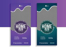 Real Estate modern home sale roll-up banner or cover design template vector