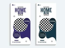 Real Estate modern home sale roll-up banner or cover design template vector